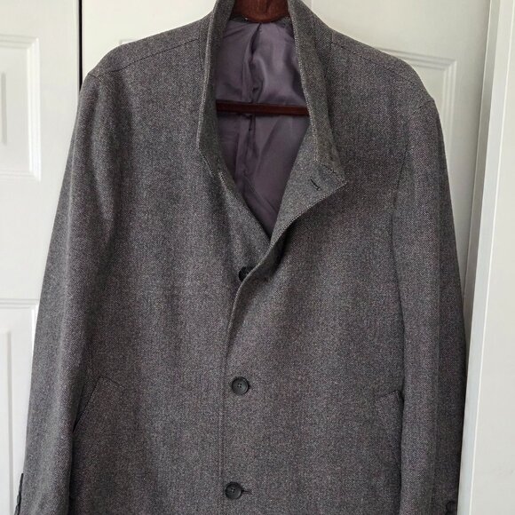 Gray Tweed Wool Coat - Medium 3/4 Coat - Picture 3 of 12
